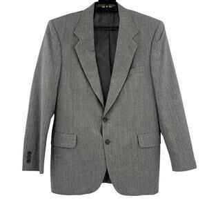 Vtg Sterling & Hunt Worsted Wool Herringbone Mens Blazer Sz 42 Heritage Office